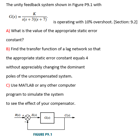 The Unity Feedback System Shown In Figure P9 1 With Chegg