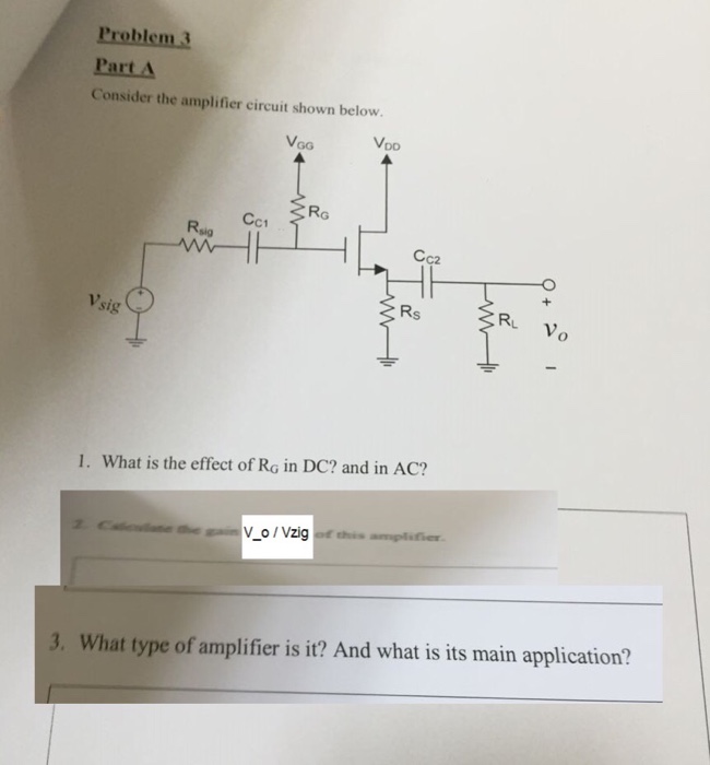 Solved Consider The Amplifier Circuit Shown Below What Is Chegg