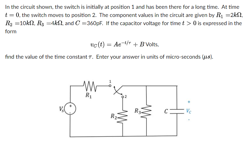 Solved In The Circuit Shown The Switch Is Initially At Chegg