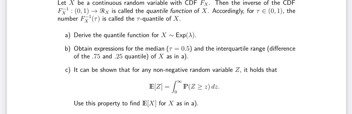 Let X Be A Continuous Random Variable With CDF FX Chegg