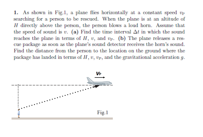 Solved As Shown In Fig A Plane Flies Horizontally At A Chegg