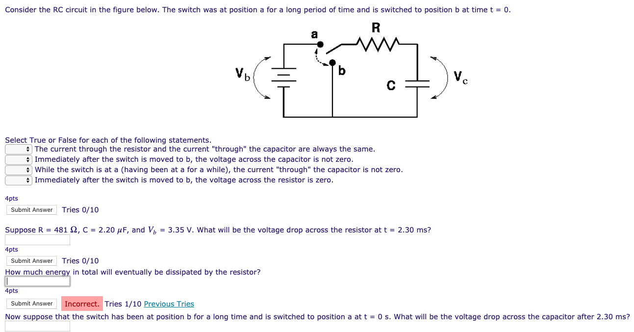 Solved Consider The RC Circuit In The Figure Below The Chegg