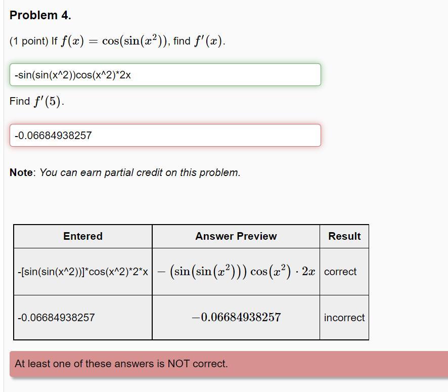 Solved 1 Point If F X Cos Sin X2 Find F X Note You Chegg