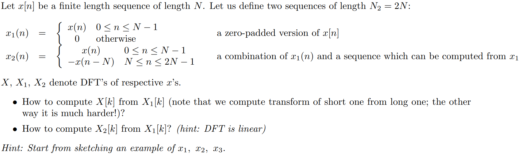 Solved Let X N Be A Finite Length Sequence Of Length N Chegg