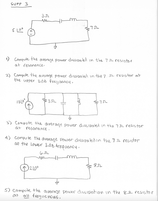 Solved Compute The Average Power Dissipated In The Chegg