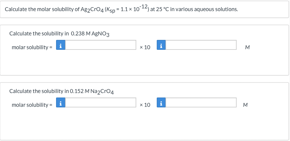 Solved Calculate The Molar Solubility Of Ag2CrO4 Chegg