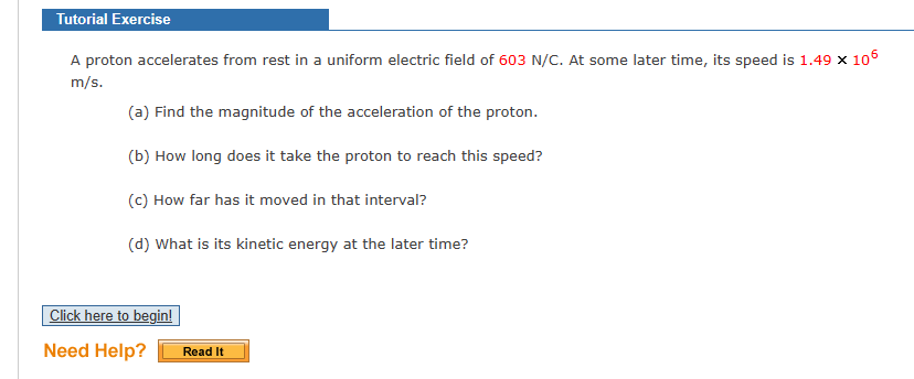 Solved A Proton Accelerates From Rest In A Uniform Electric Chegg