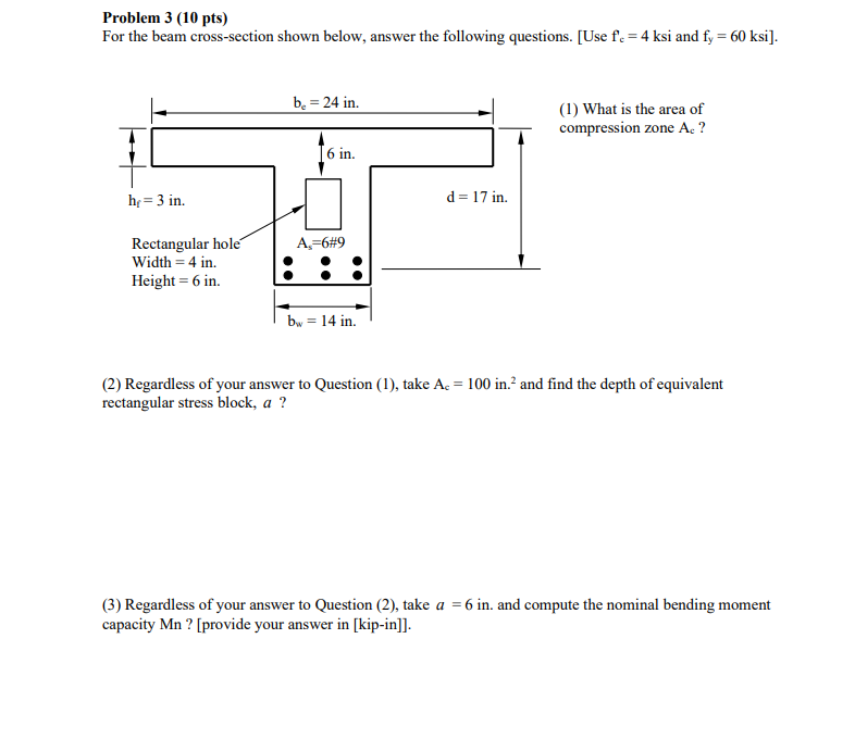 Solved Problem Pts For The Beam Cross Section Shown Chegg