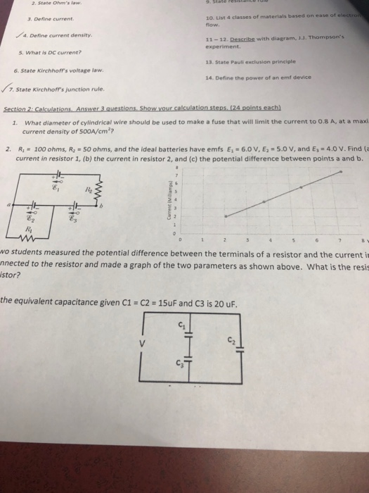 Solved 2 State Ohm S Law 10 List 4 Classes Of Materials Chegg