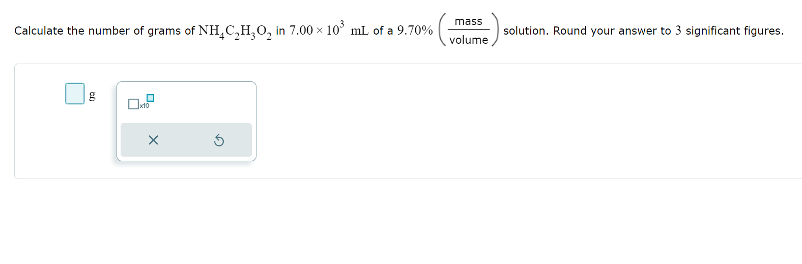 Solved Calculate The Number Of Grams Of NH4C2H3O2 In Chegg