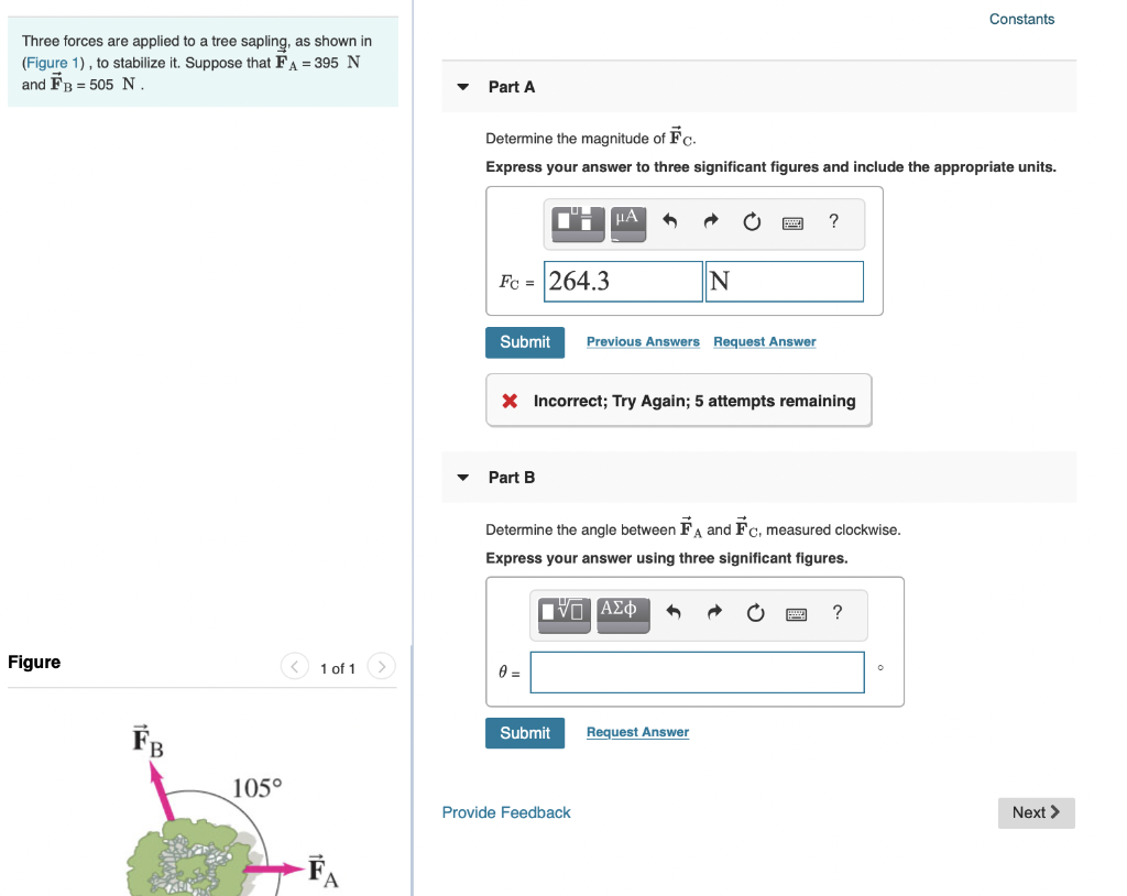 Solved Constants Three Forces Are Applied To A Tree Sapling Chegg