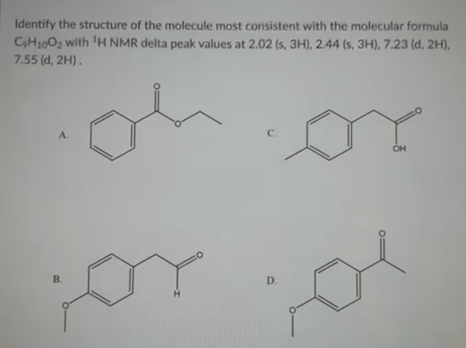 Solved Identify The Structure Of The Molecule Most Chegg