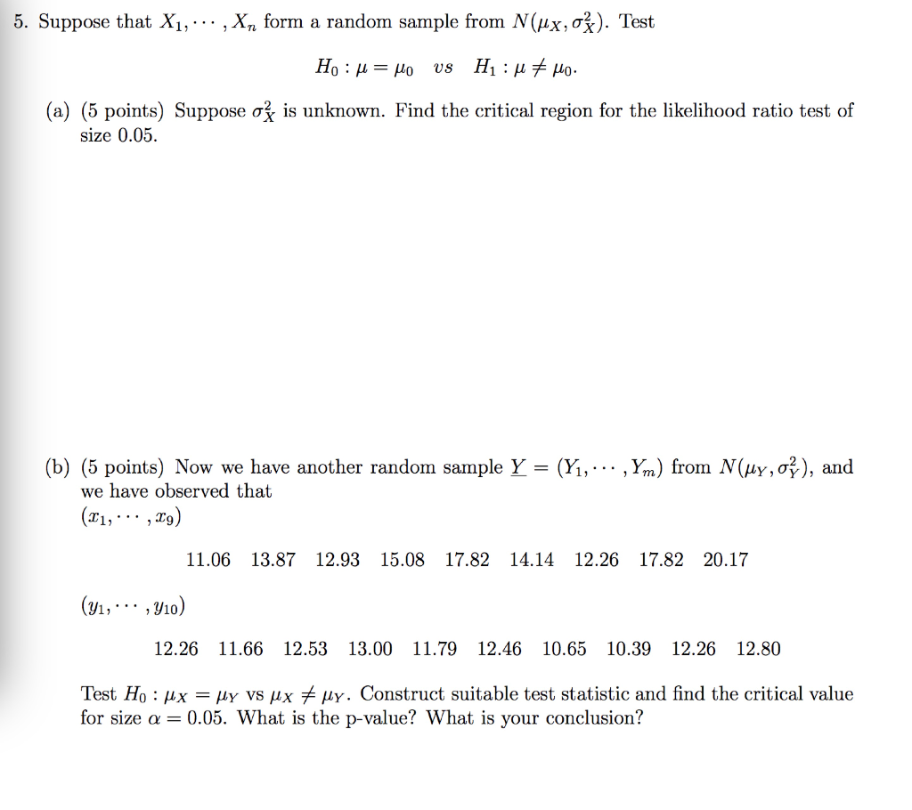 Solved 5 Suppose That X1 Xn Form A Random Sample From Chegg