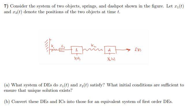 Solved 7 Consider The System Of Two Objects Springs And Chegg