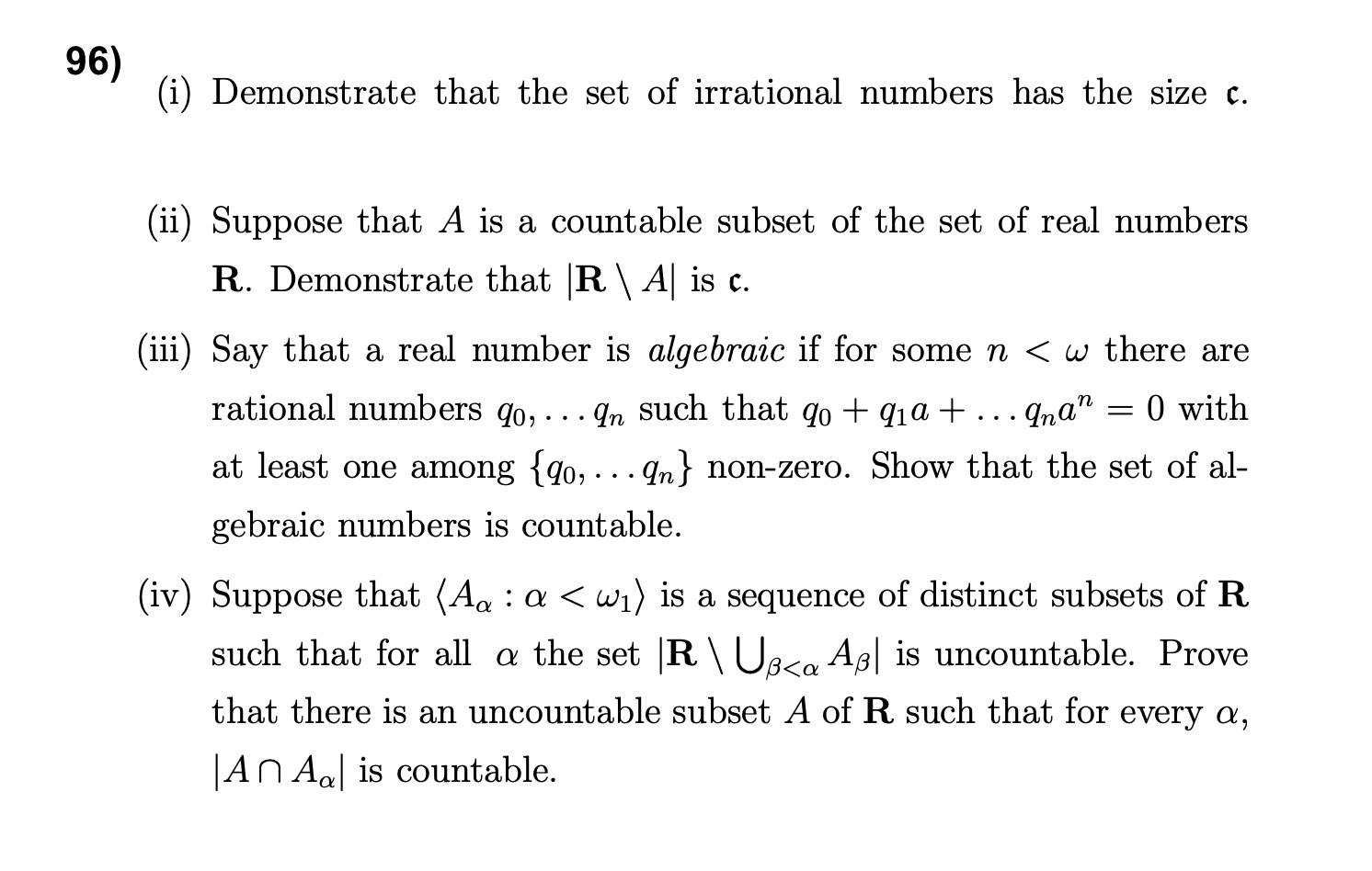 6 I Demonstrate That The Set Of Irrational Numbers Chegg