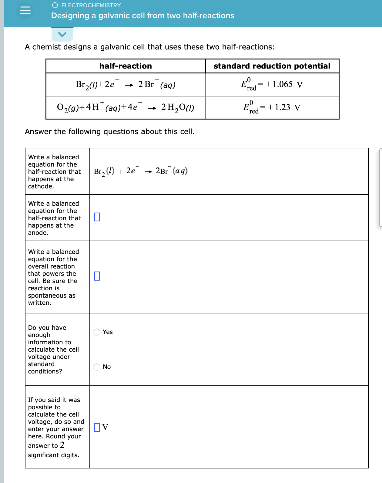 Solved A Chemist Designs A Galvanic Cell That Uses These Chegg