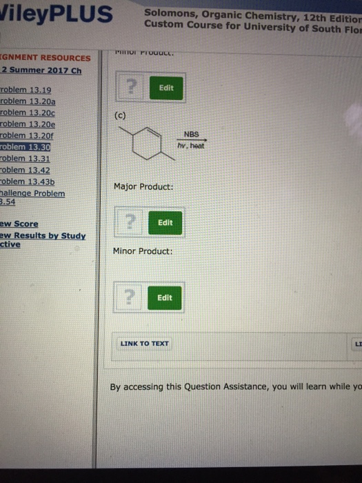 Solved Solomons Organic Chemistry Th Edition With Custom Chegg