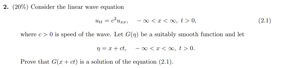 Solved Consider The Linear Wave Equation Utt Chegg