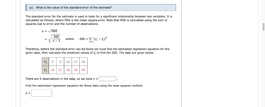 Solved A What Is The Value Of The Standard Error Of The Chegg