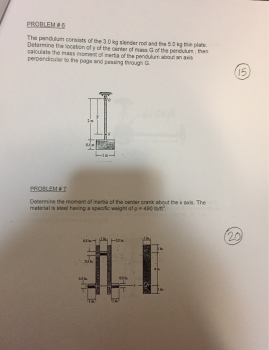 Solved The Pendulum Consists Of The Kg Slender Rod And Chegg