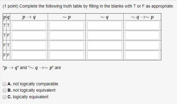 Solved Point Complete The Following Truth Table By Chegg