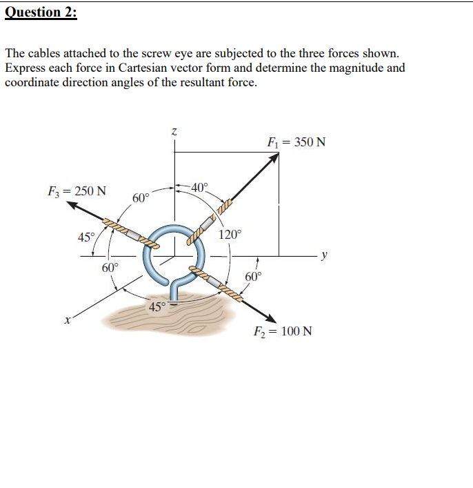 Solved Question 2 The Cables Attached To The Screw Eye Are Chegg