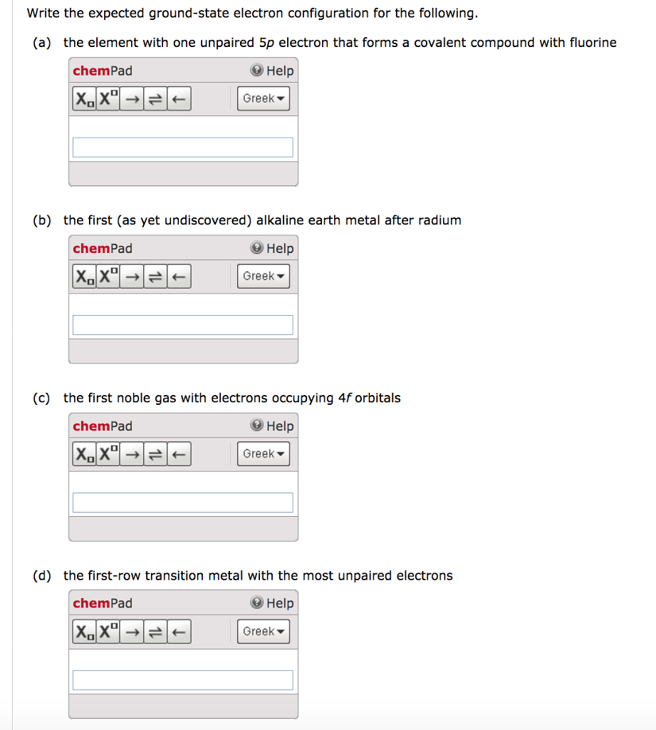 Solved Write The Expected Ground State Electron Chegg