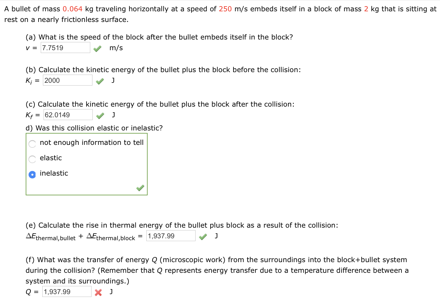 Solved A Bullet Of Mass Kg Traveling Horizontally At A Chegg