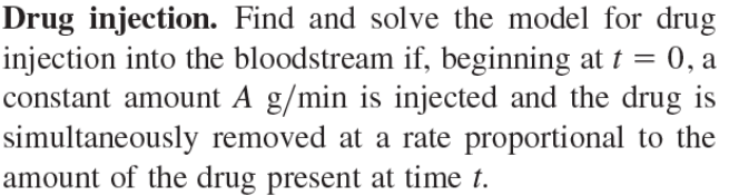 Solved Drug Injection Find And Solve The Model For Drug Chegg