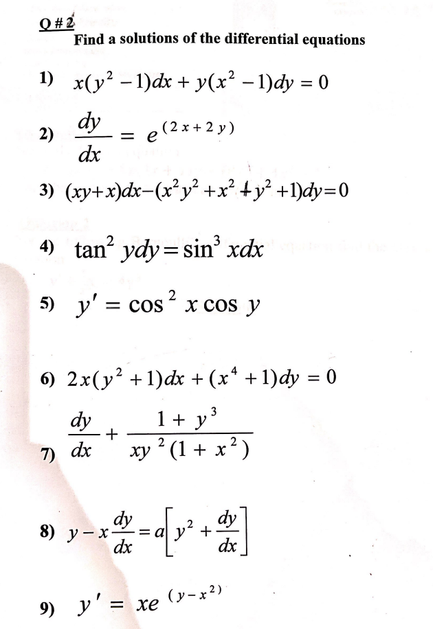 Solved Q Find A Solutions Of The Differential Equations Chegg