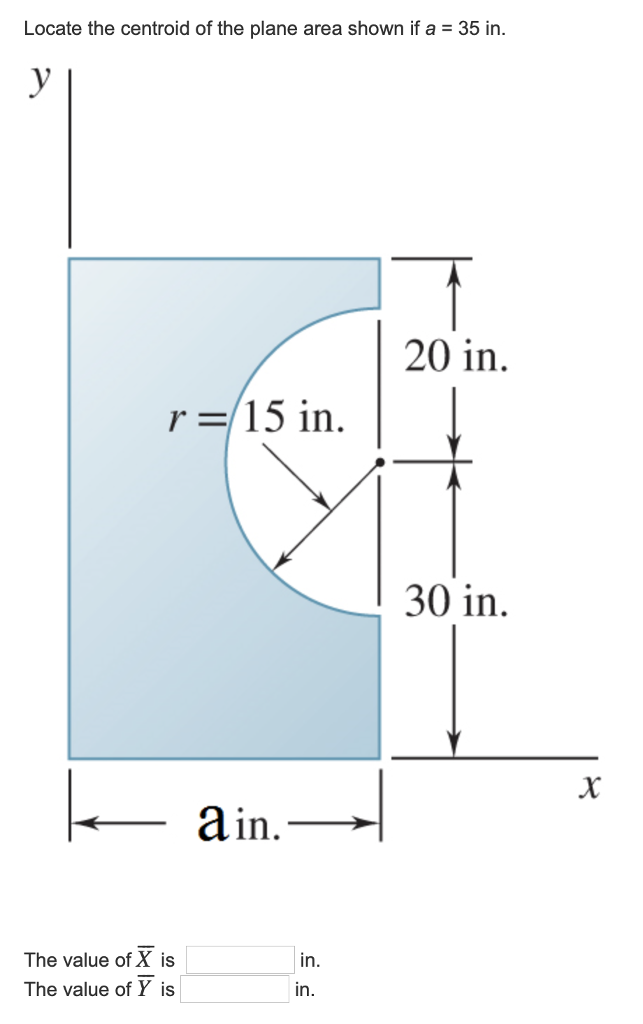 Solved Locate The Centroid Of The Plane Area Shown If A 35 Chegg