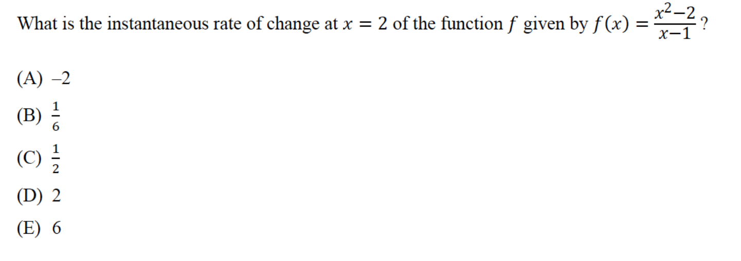 Solved What Is The Instantaneous Rate Of Change At X 2 Of Chegg