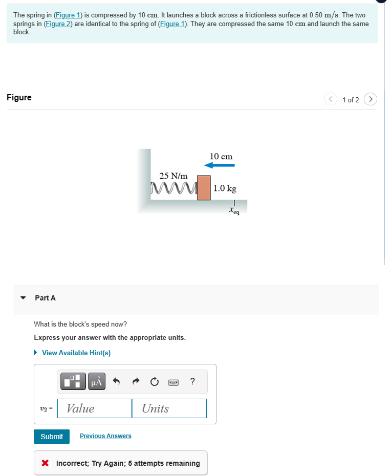 Solved The Spring In Figure Is Compressed By Cm It Chegg