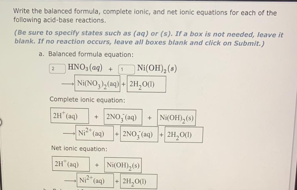 Solved Write The Balanced Formula Complete Ionic And Net Chegg