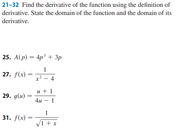 Solved 21 32 Find The Derivative Of The Function Using The Chegg