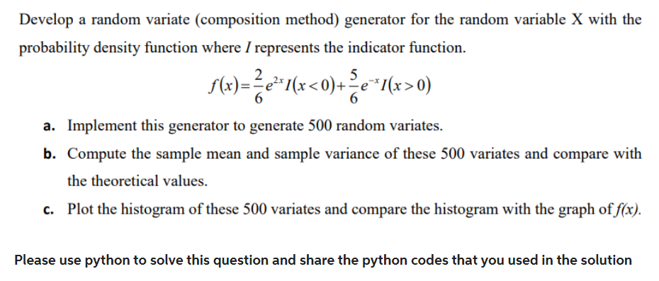 Solved Develop A Random Variate Composition Method Chegg