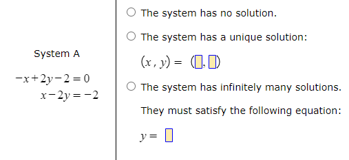 Solved For The Following System Of Equation Choose The Best Chegg