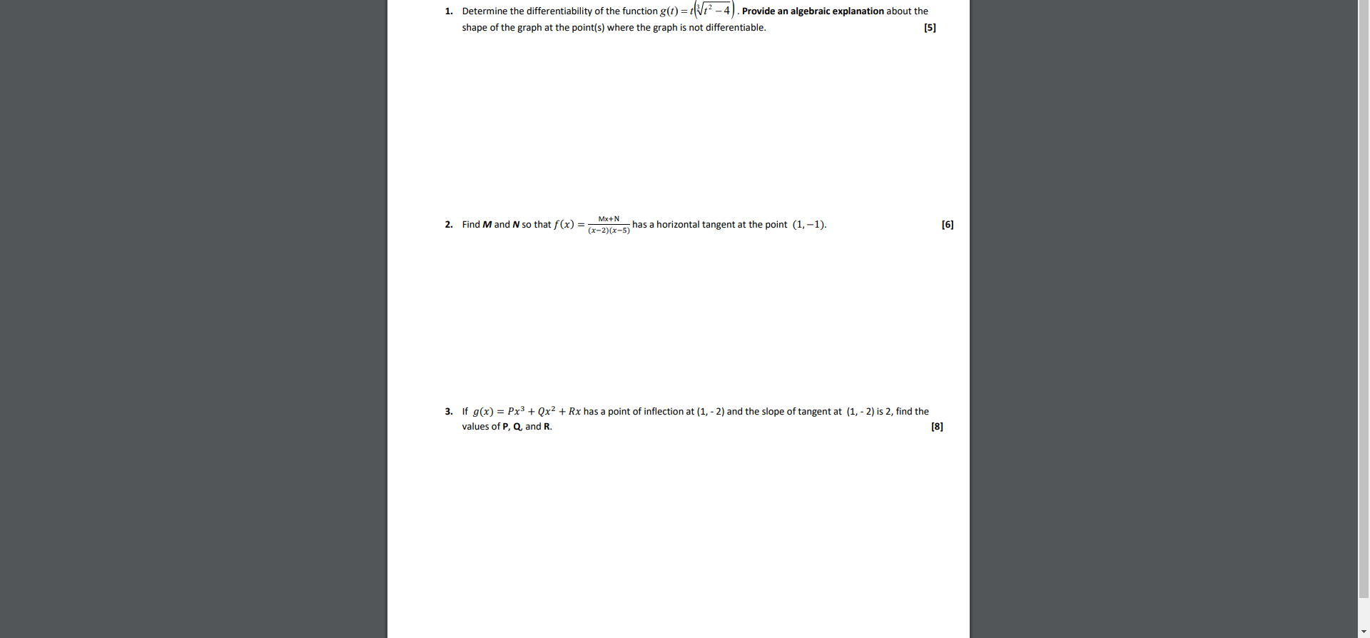 Solved Determine The Differentiability Of The Function Chegg