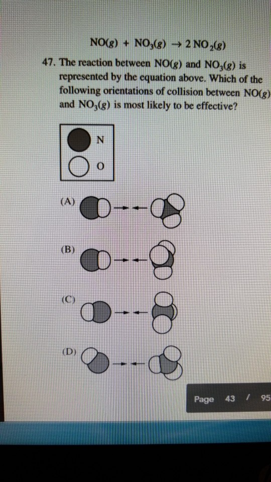 Solved NOG NO 8 2 NO2 8 47 The Reaction Between Chegg