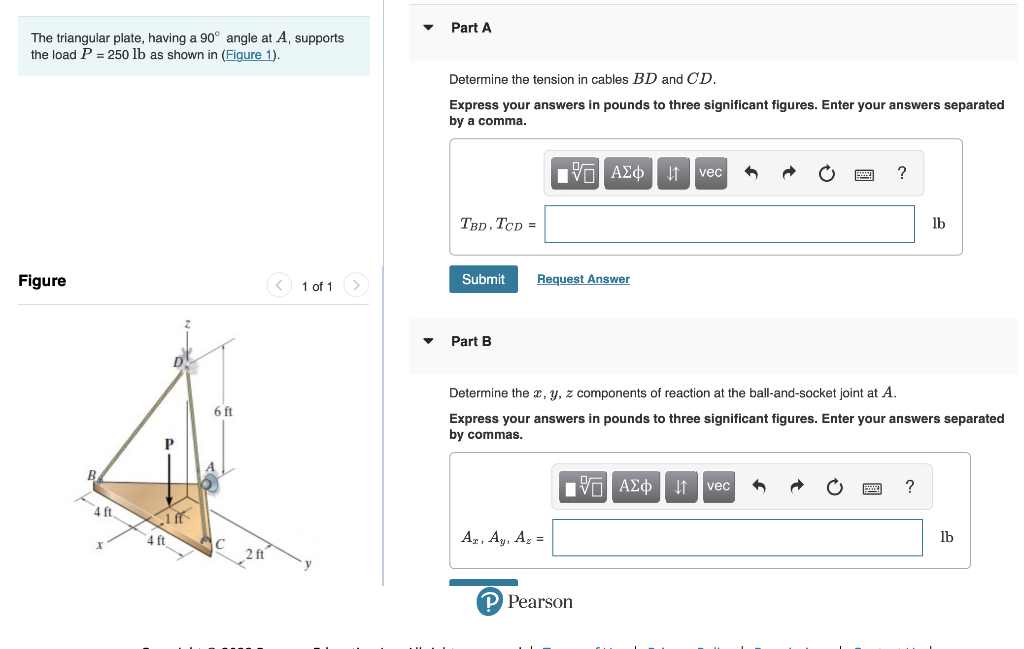 Solved Part A The Triangular Plate Having A Angle At Chegg