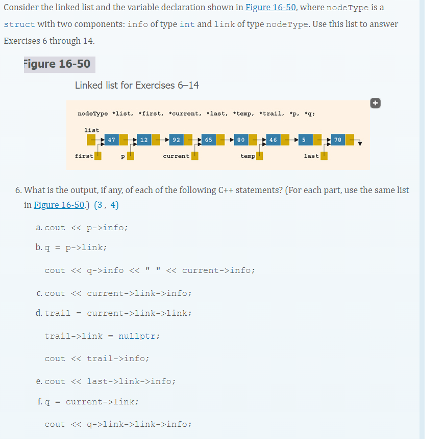 Solved Consider The Linked List And The Variable Declaration Chegg