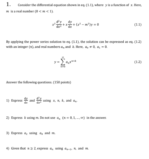 Solved 1 Consider The Differential Equation Shown In Eq Chegg