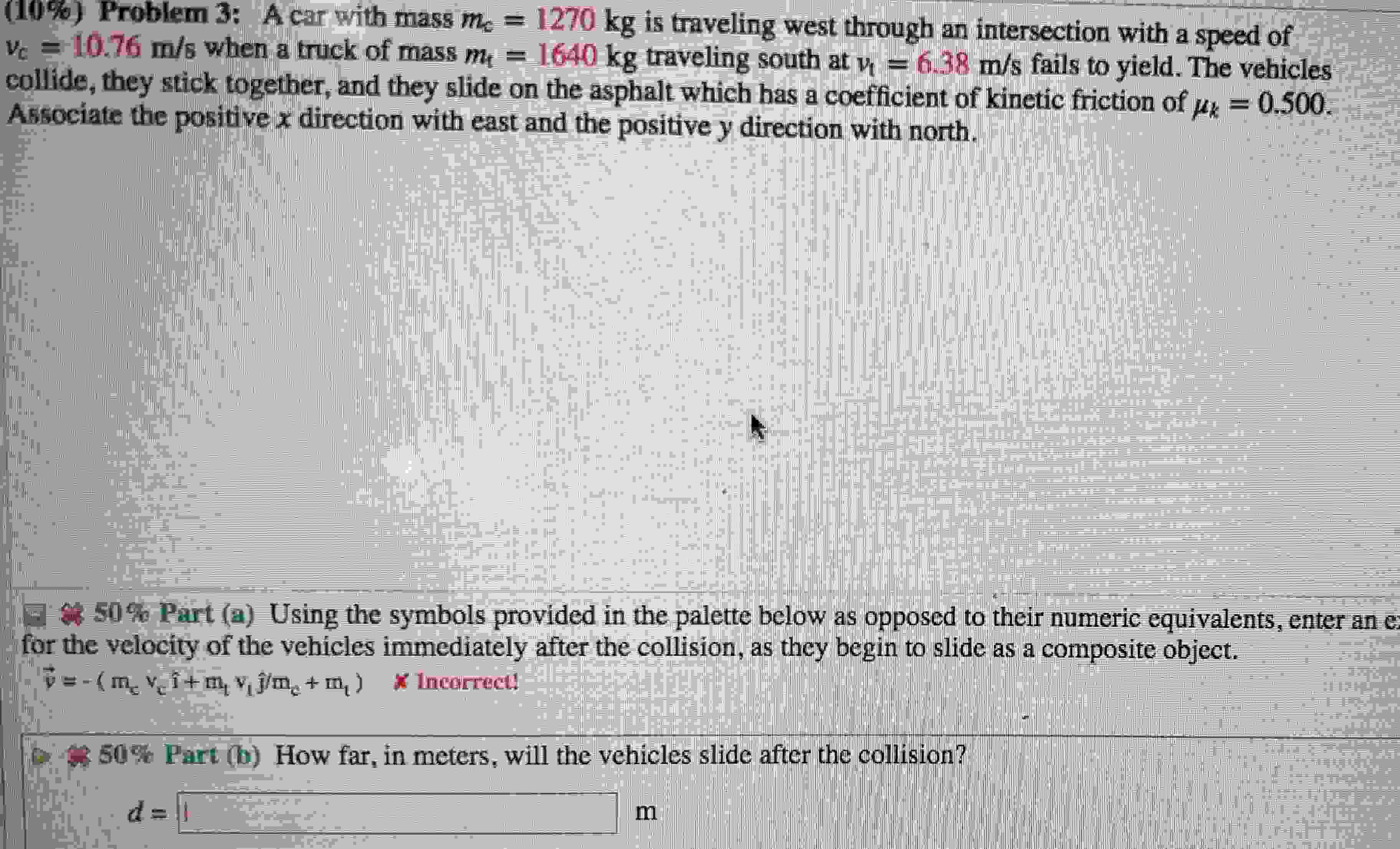 Solved Problem A Car With Mass Mc Kg Is Chegg