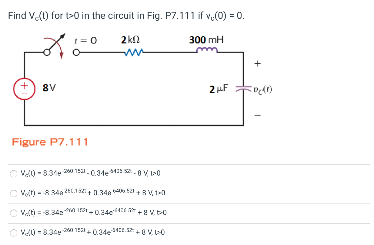 Solved Find Vc T For T O In The Circuit In Fig P If Chegg