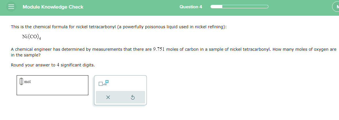 Solved This Is The Chemical Formula For Nickel Tetracarbonyl Chegg