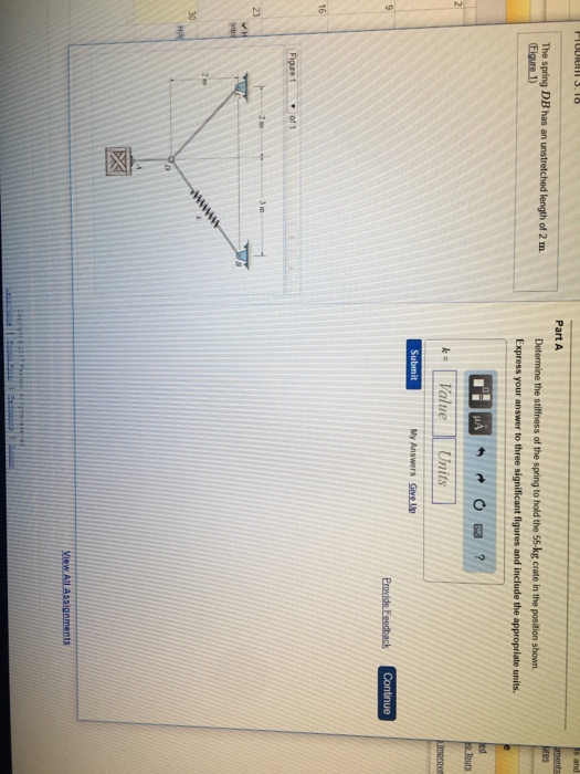 Solved The Spring DB Has An Unstretched Length Of 2 M Chegg