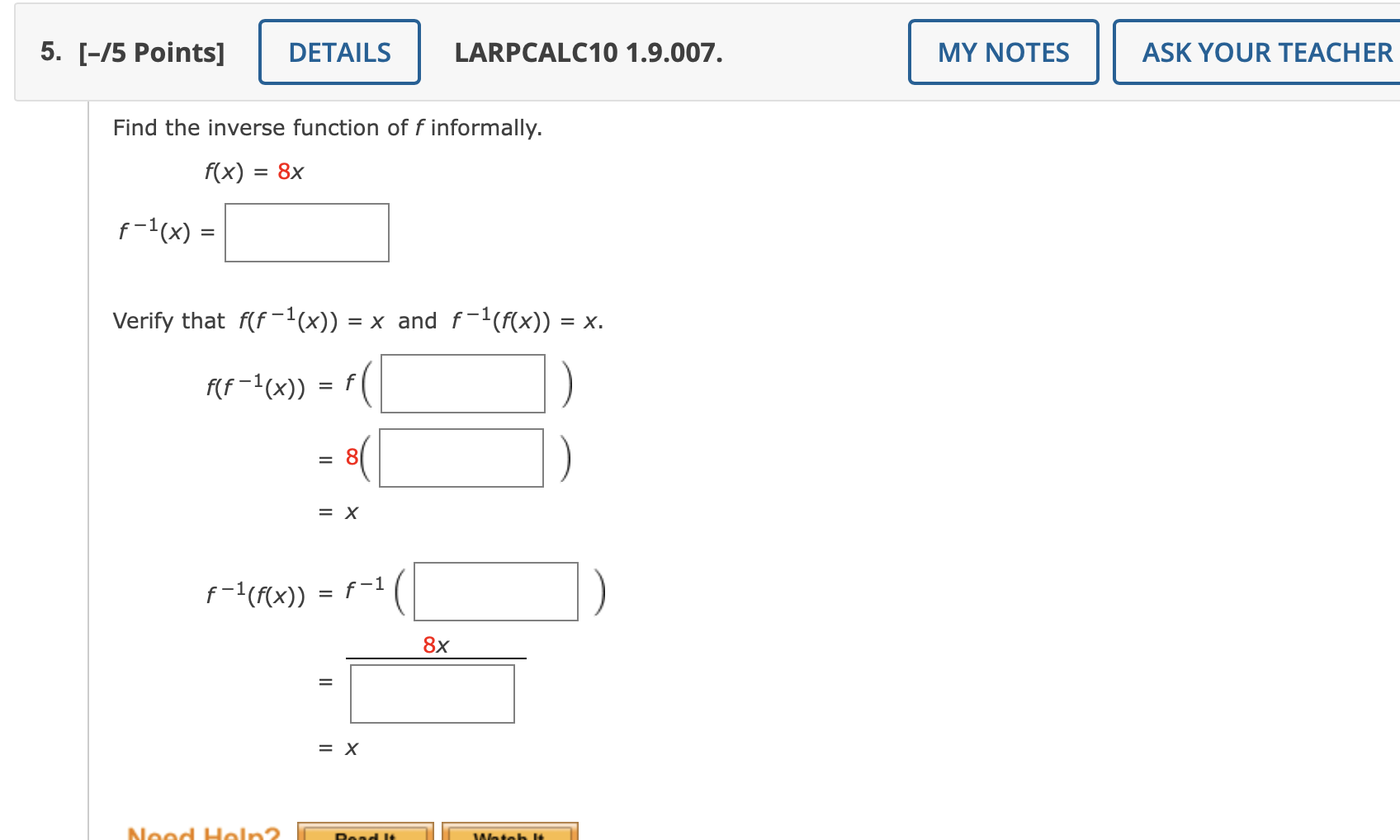 Solved Determine Whether The Function Has An Inverse Chegg