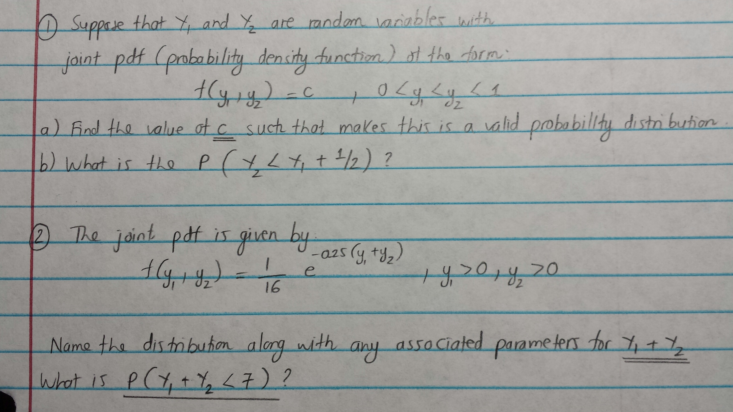 given pdf find distribution function