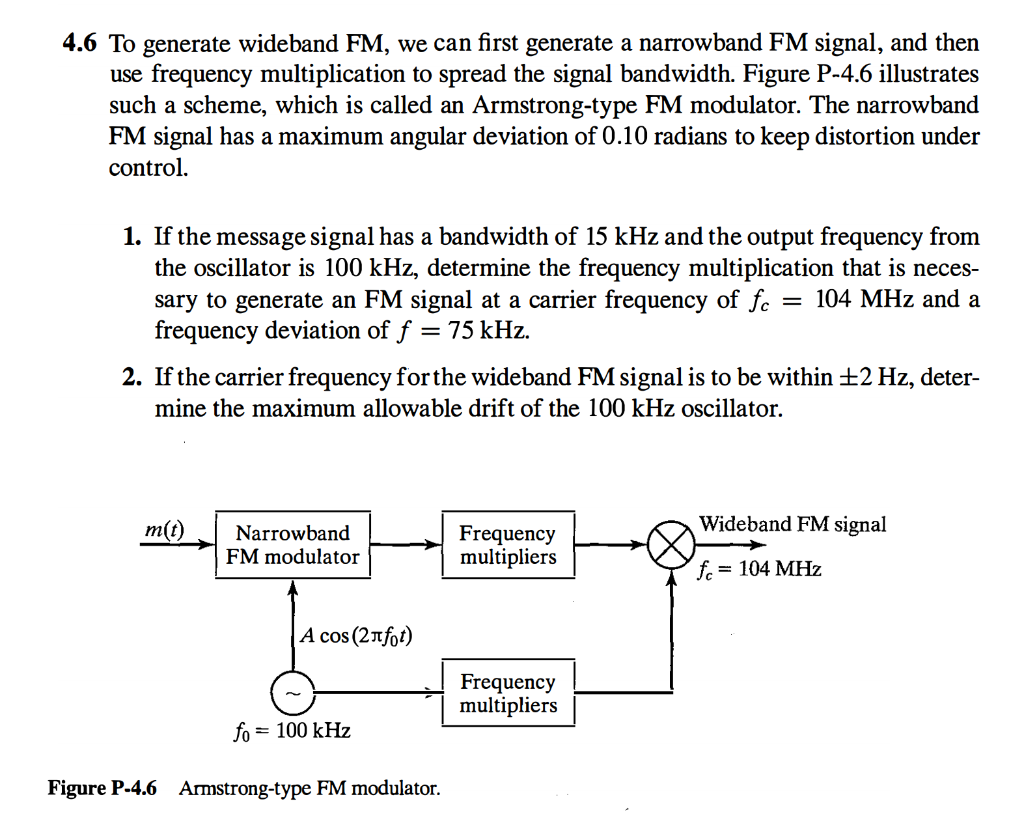 Solved To Generate Wideband Fm We Can First Generate A Chegg