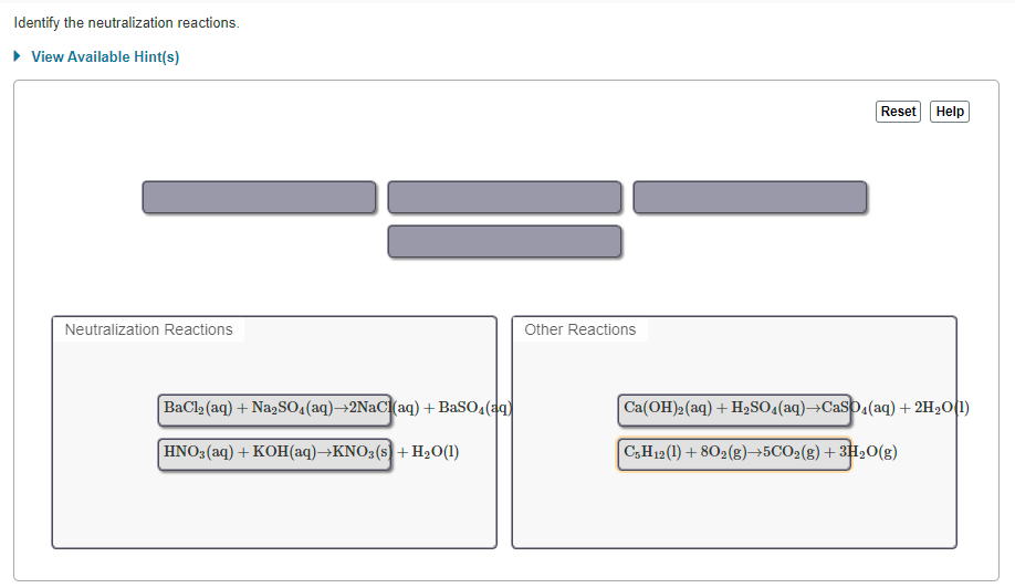 Solved Identify The Neutralization Reactions View Available Chegg